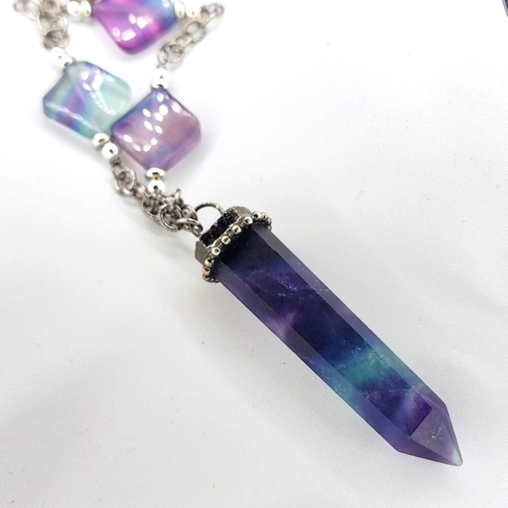 Genuine Fluorite Spike Necklace